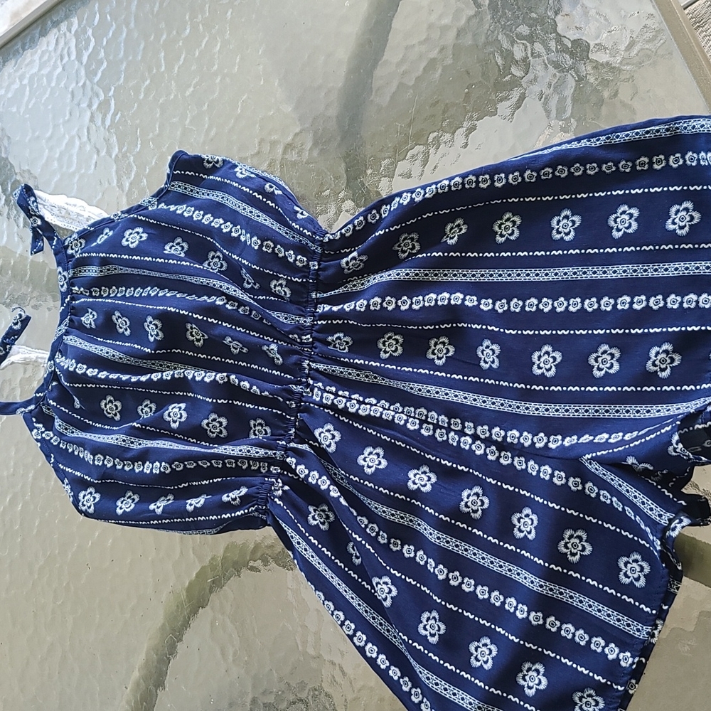 Royal Blue and White Romper